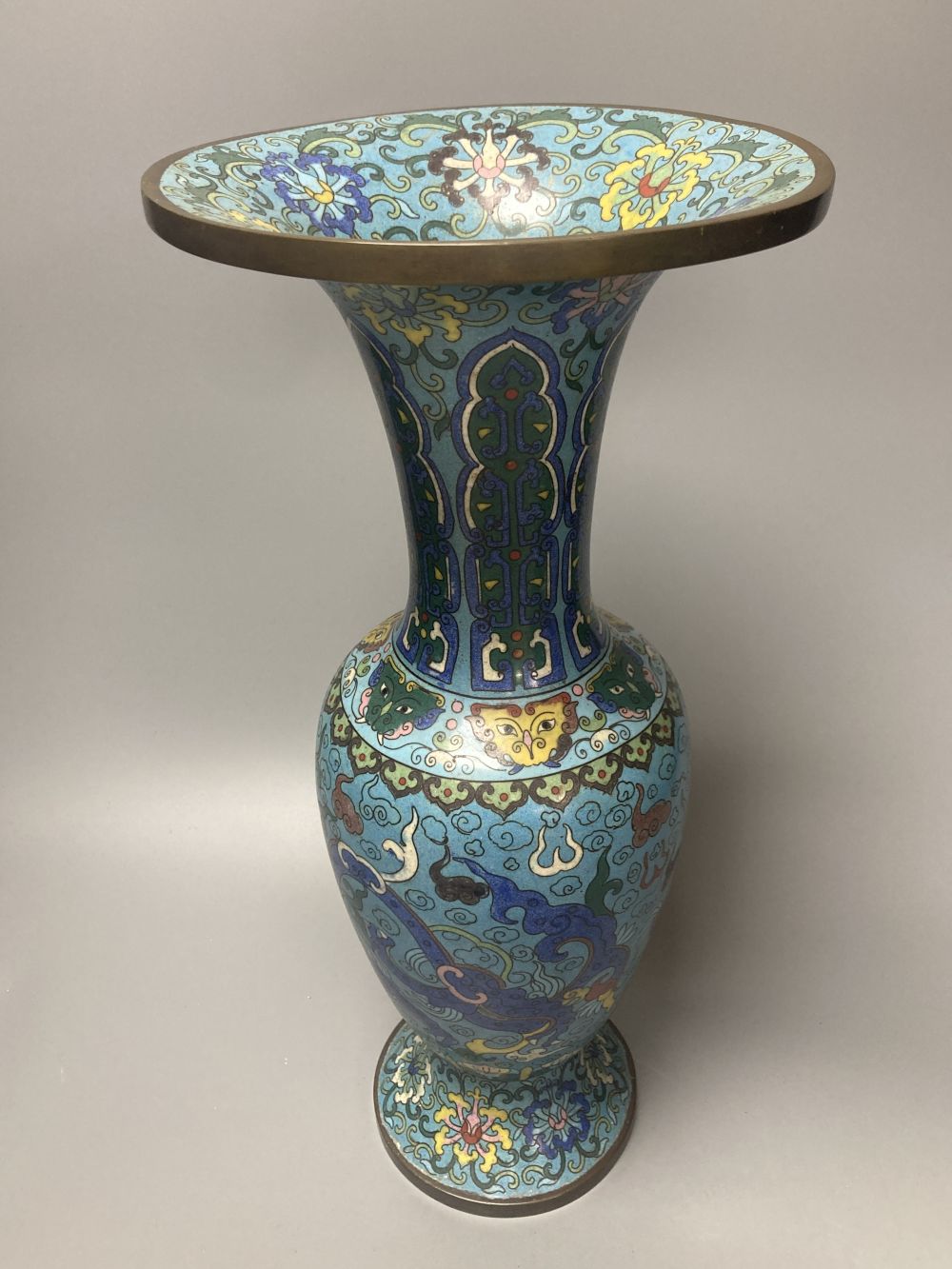 A Chinese cloisonne enamel archaistic vase, late 19th century, 41cm